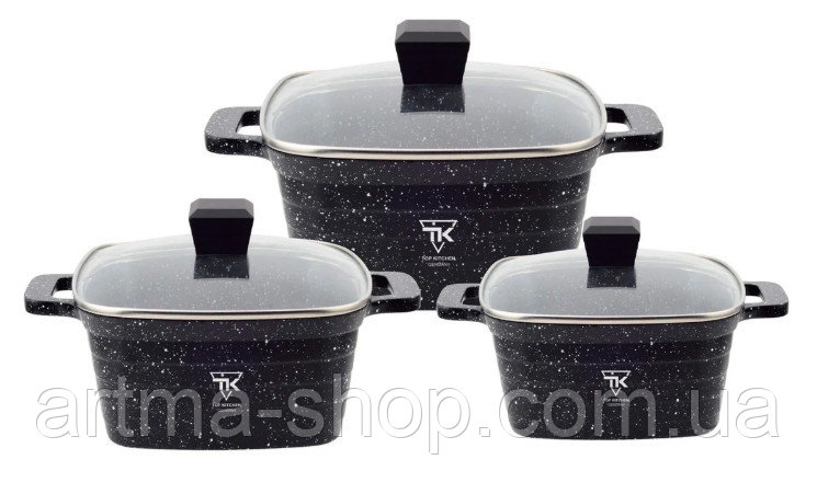

Набор кастрюль из 6 предметов TOP KITCHEN TK00024 с мраморным покрытием