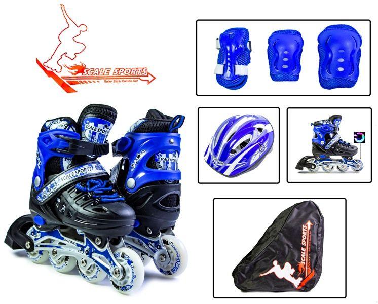 

Роликовы коньки с комплектом защиты Scale Sport Синие