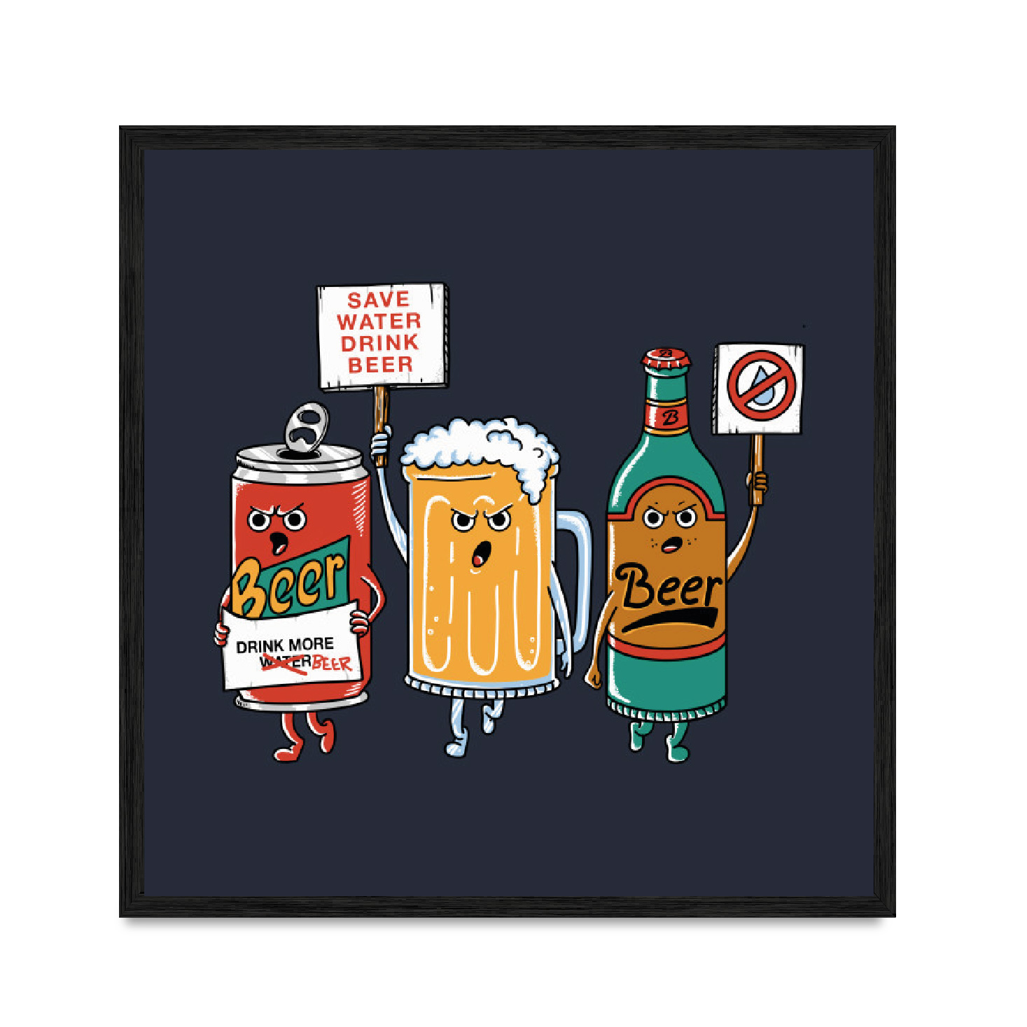 

Постер "Save Water - Drink Beer" с антибликовым стеклом 45 x 45 см в чёрной рамке