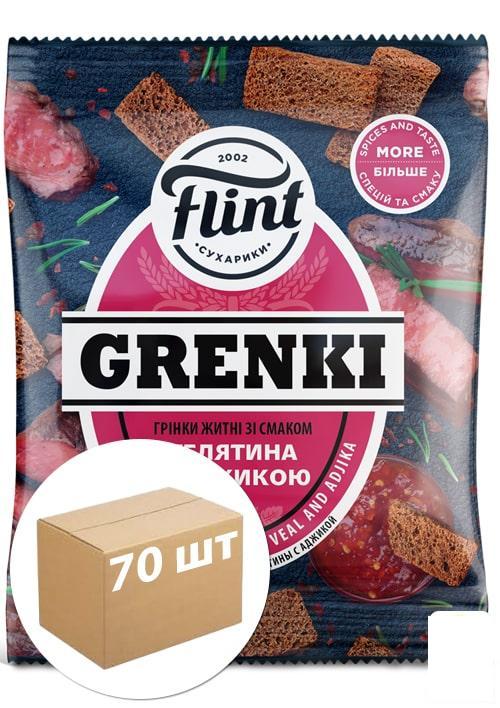 Гренки ржаные со вкусом "Телятина с аджикой" 65 г ТМ "Flint Grenki ...