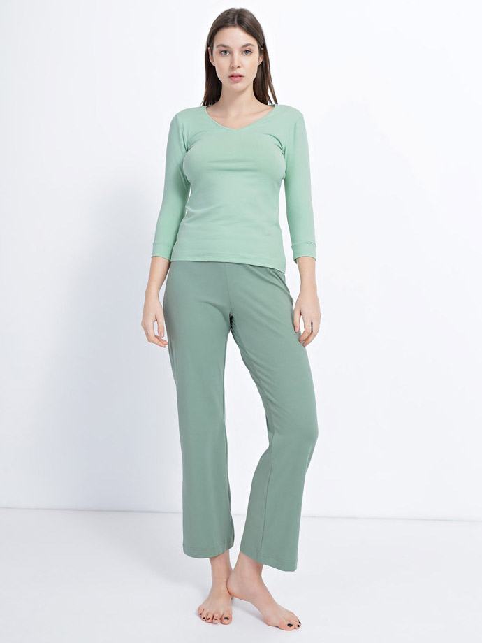 Акція на Піжама (кофта + штани) жіноча Promin 2070-32_504 S Світло-зелена від Rozetka