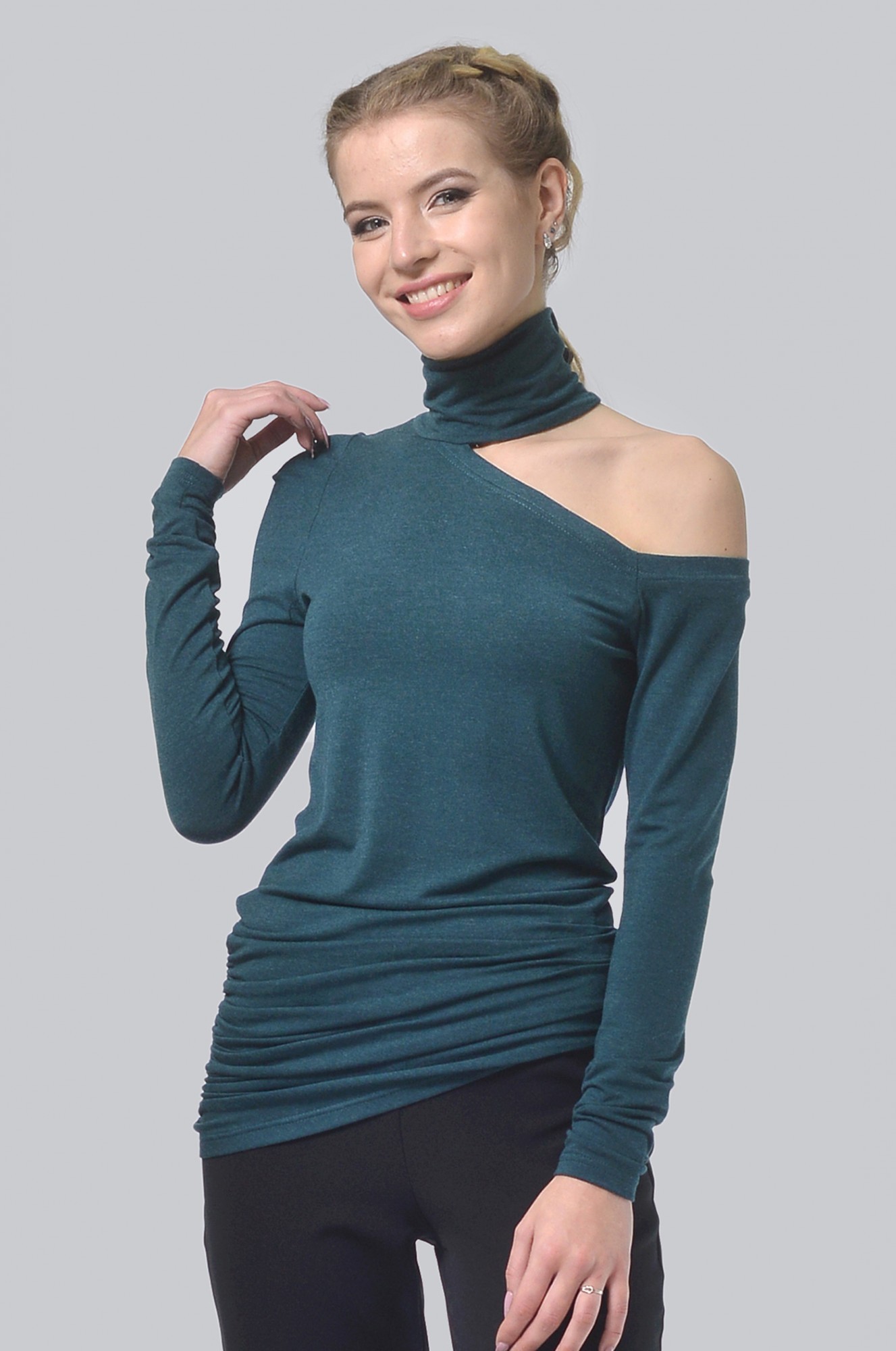 

Женская туника с открытым плечом Agata Webers, Каир зеленый S