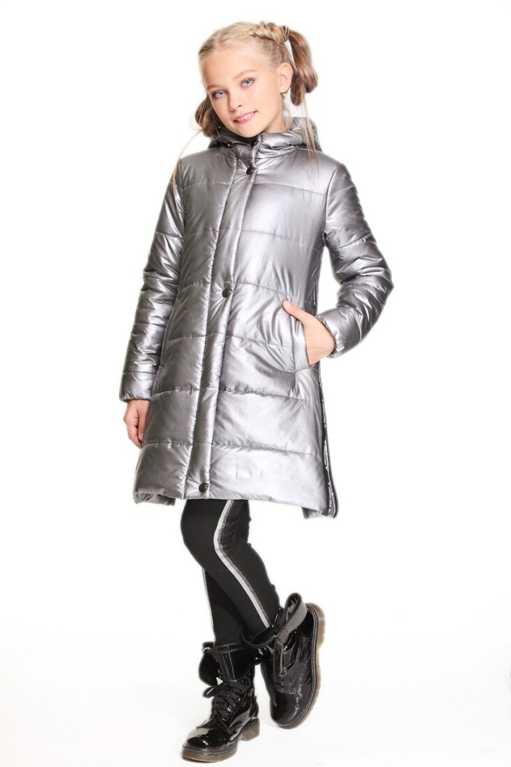 

Пальто Деми Lukas Kids с молниями по бокам 122 серебристое (8318)