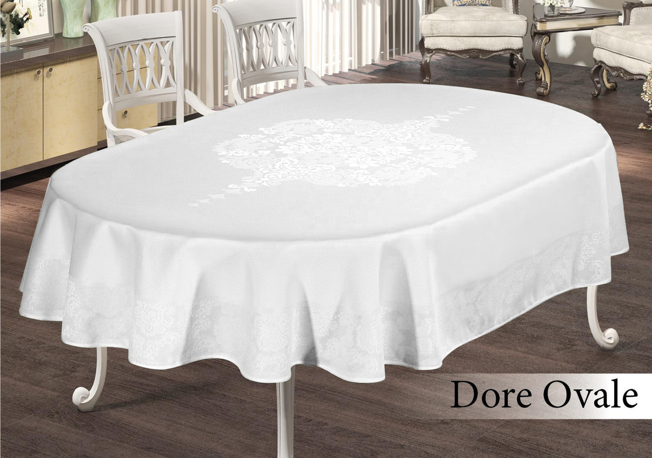 

Скатертина тефлон Maison Royale 160*220 Ovale Dore White