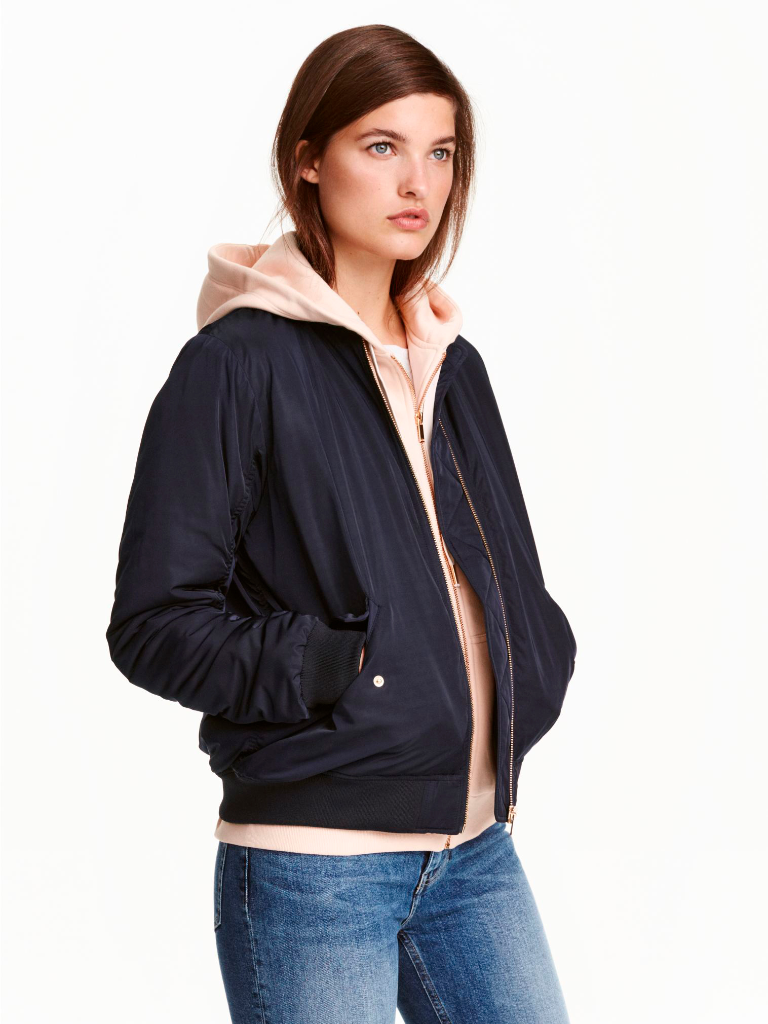 

Бомбер H&M 0427951-4  Синий, Бомбер H&M 0427951-4 34 Синий