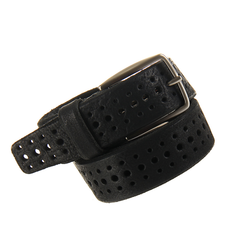 

Ремень Tony Perotti Cinture 0192/35 nero кожаный черный с перфорацией брючный