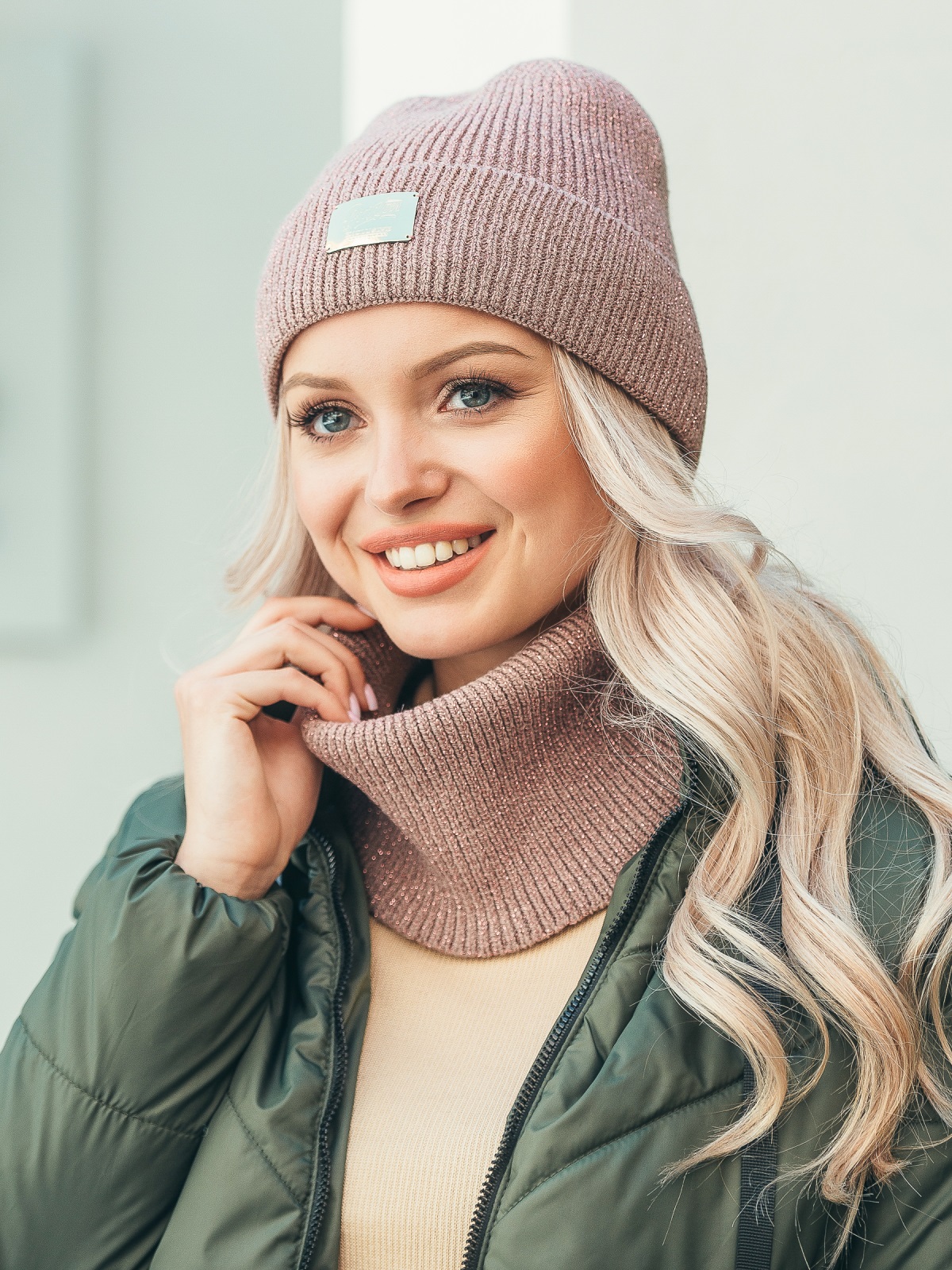 

Шапка + снуд Dressa 50549 One Size Пудровые