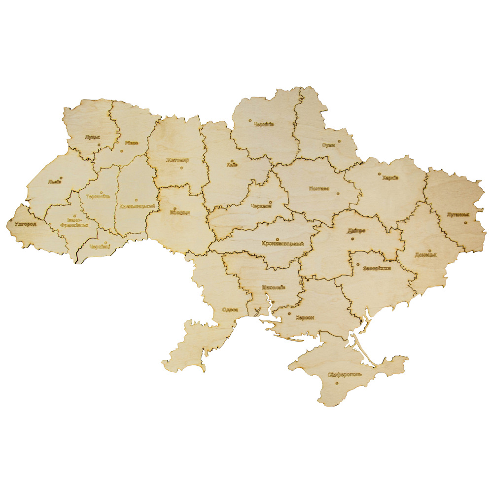 

Деревянный 3D пазл Карта Украины L светлая 830x550 мм