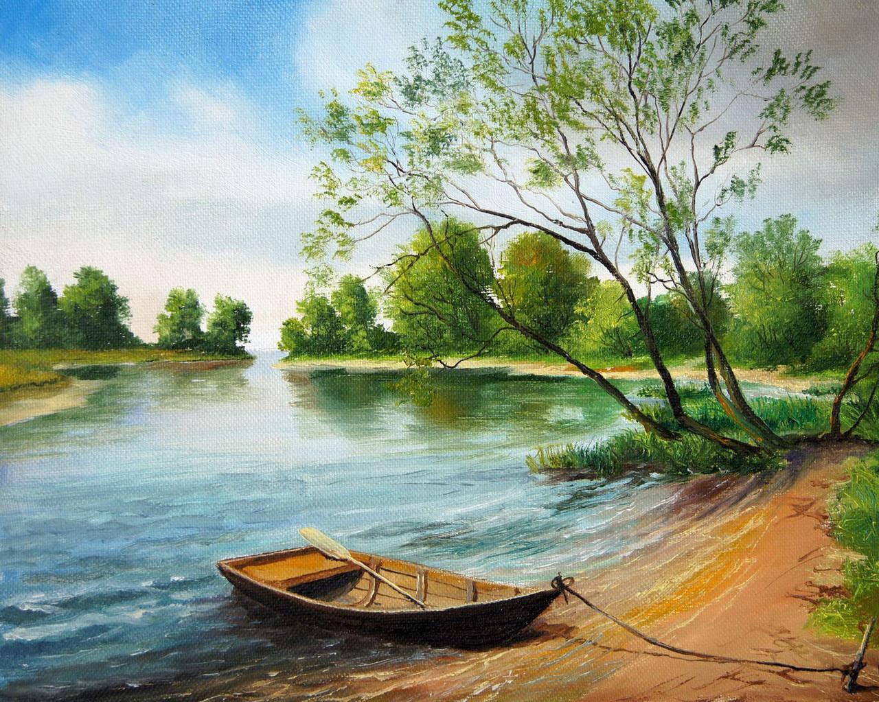 

Алмазная мозаика Лодка у берега 50x40см DM-069 Полная зашивка. Набор алмазной вышивки