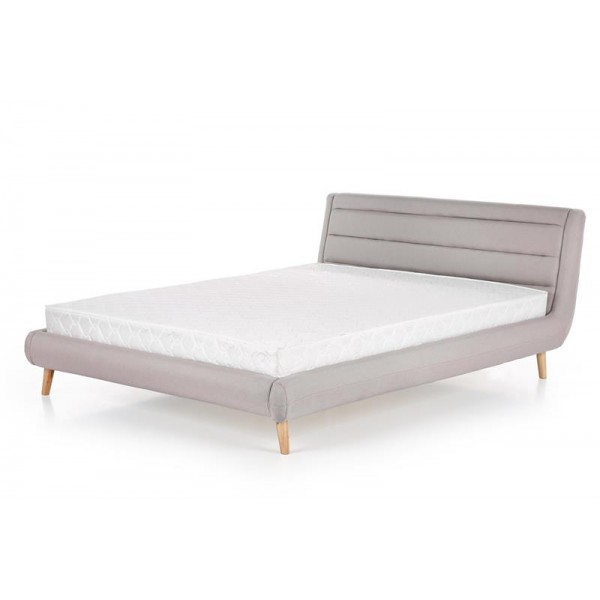 

Кровать двуспальная из дерева с мягким изголовьем Elanda 180x200 ткань светло-серая Halmar Польша (комплектация с каркасом, без матраса)