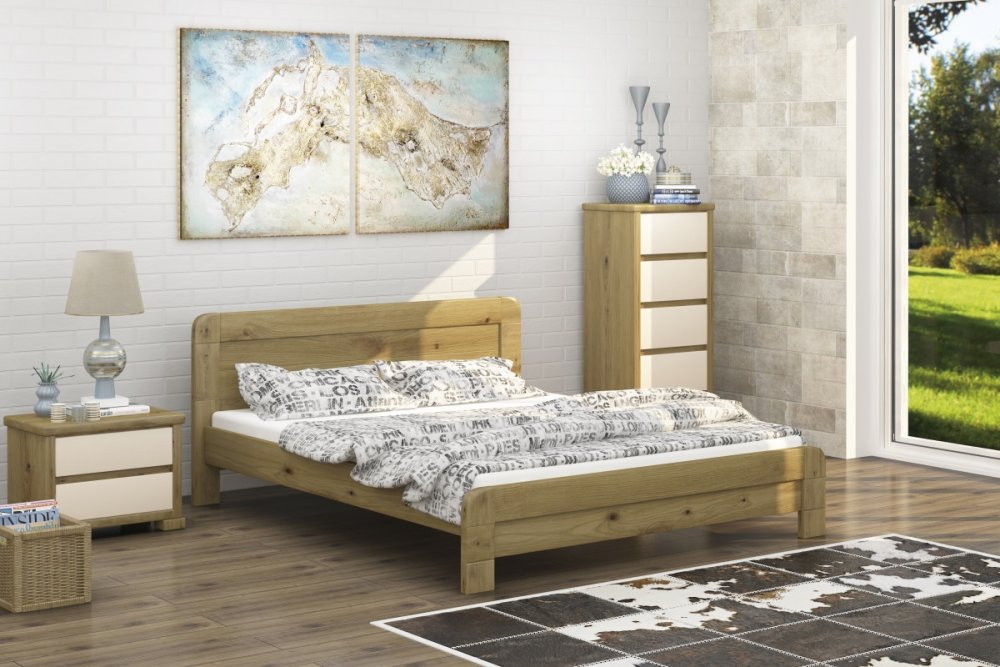 

Кровать двуспальная деревянная из сосны Тоскана MebiGrand в спальню 160x200 цвет Орех светлый