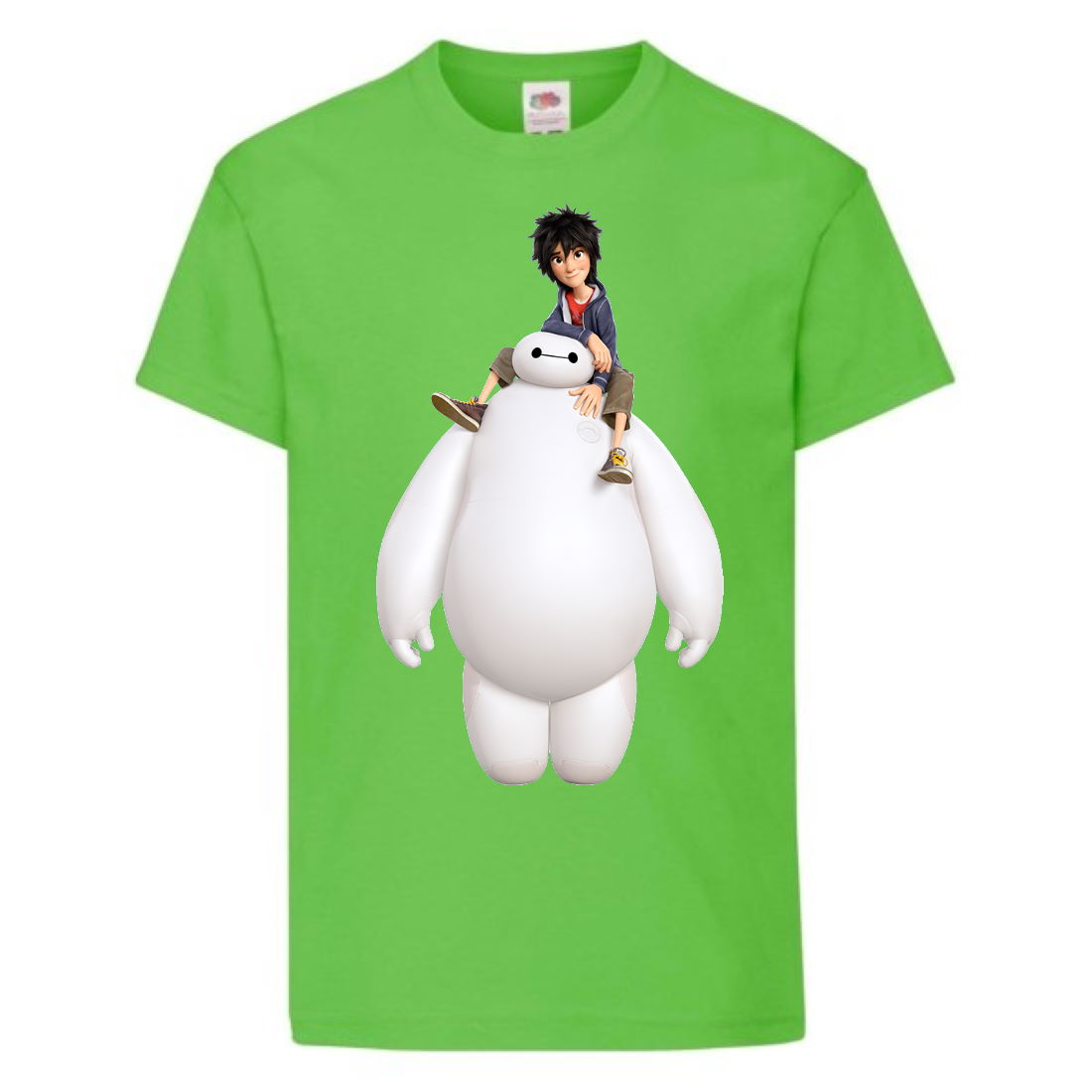 

Футболка детская Город героев Герой верхом на Баймаксе (Hero on Baymax HC lgrn 4) светлозеленая 116 см