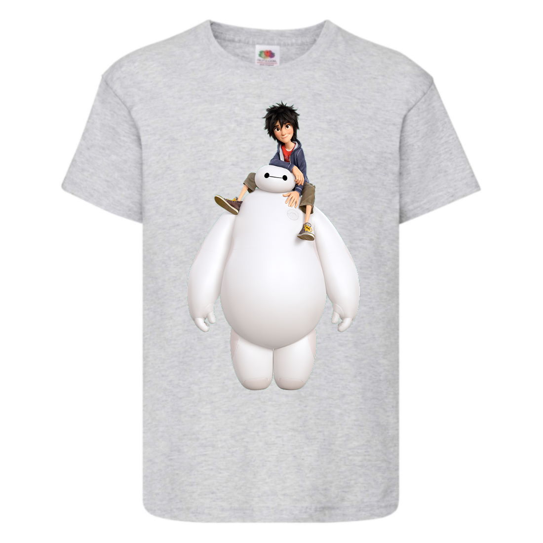 

Футболка детская Город героев Герой верхом на Баймаксе (Hero on Baymax HC gr 4) серая 128 см