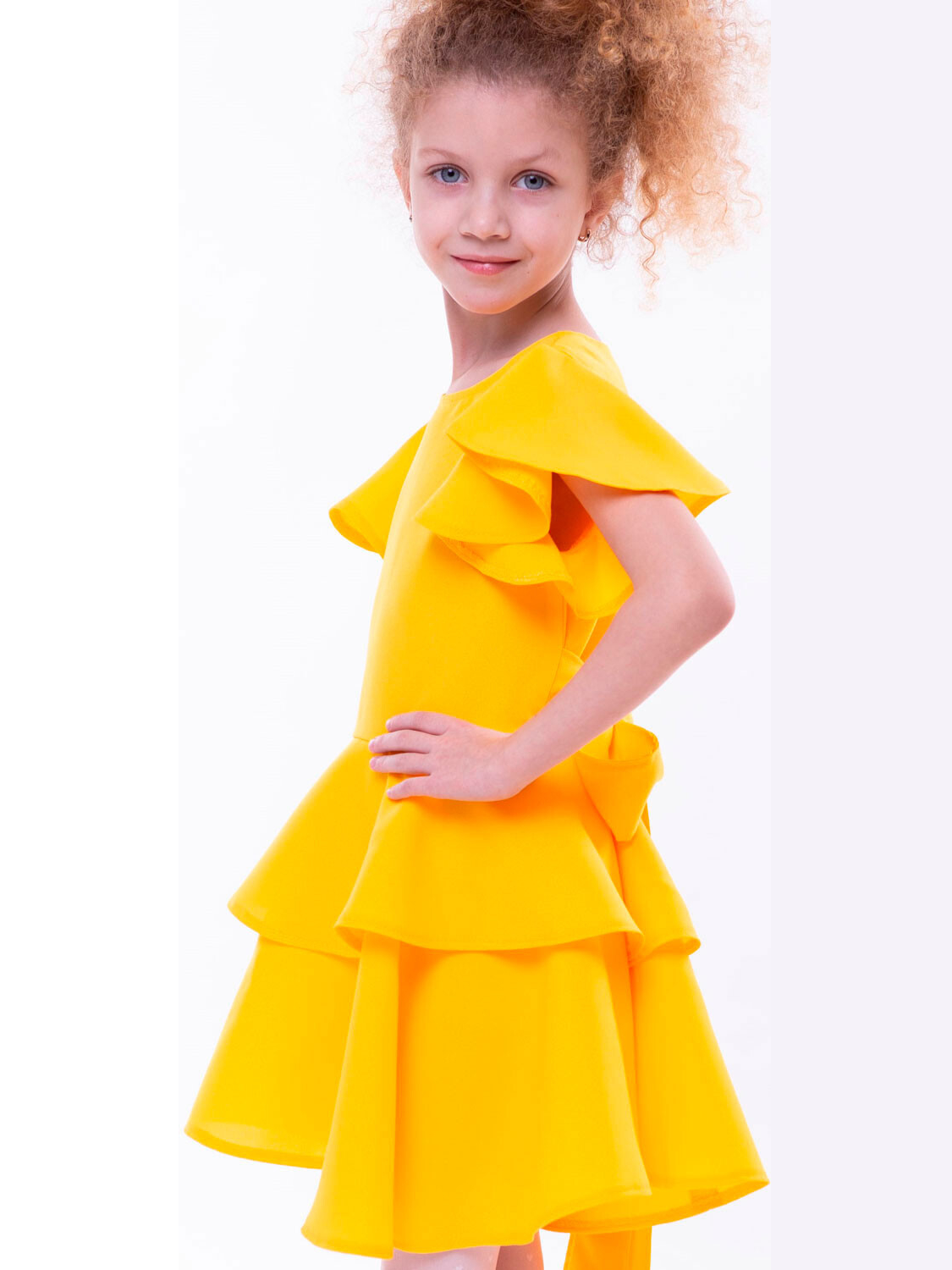 Акція на Дитяче літнє святкове плаття для дівчинки Ласточка 19_3102 128 см Жовте від Rozetka