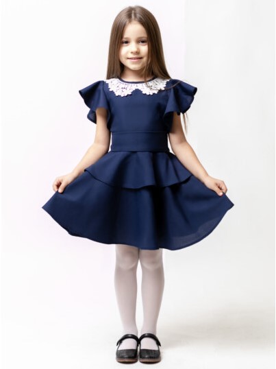Акция на Дитяча шкільна сукня для дівчинки Ласточка 19_3105 122 см Синя от Rozetka