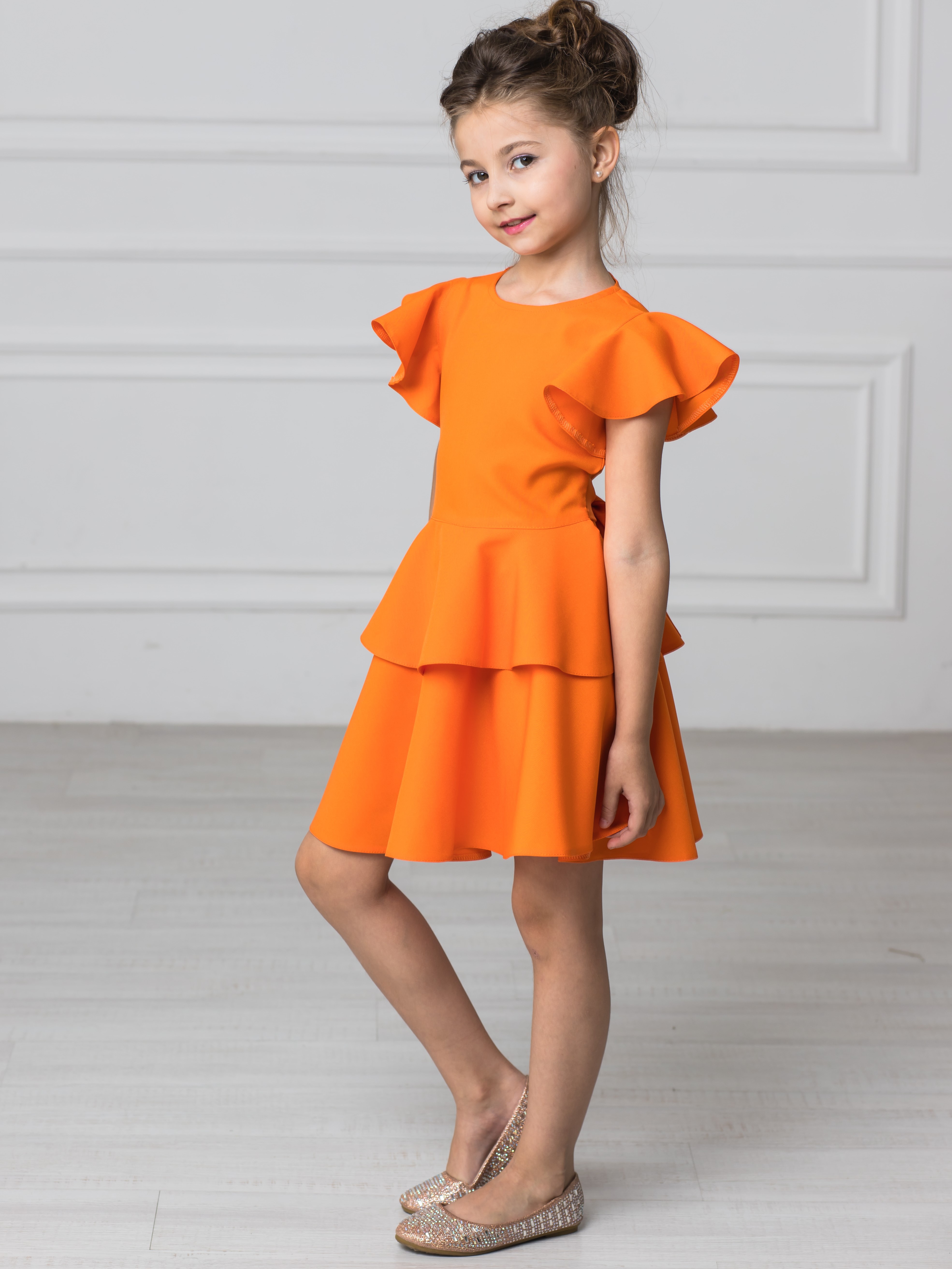 Акция на Підліткова літня святкова сукня для дівчинки Ласточка 22_2404 146 см Оранжева от Rozetka