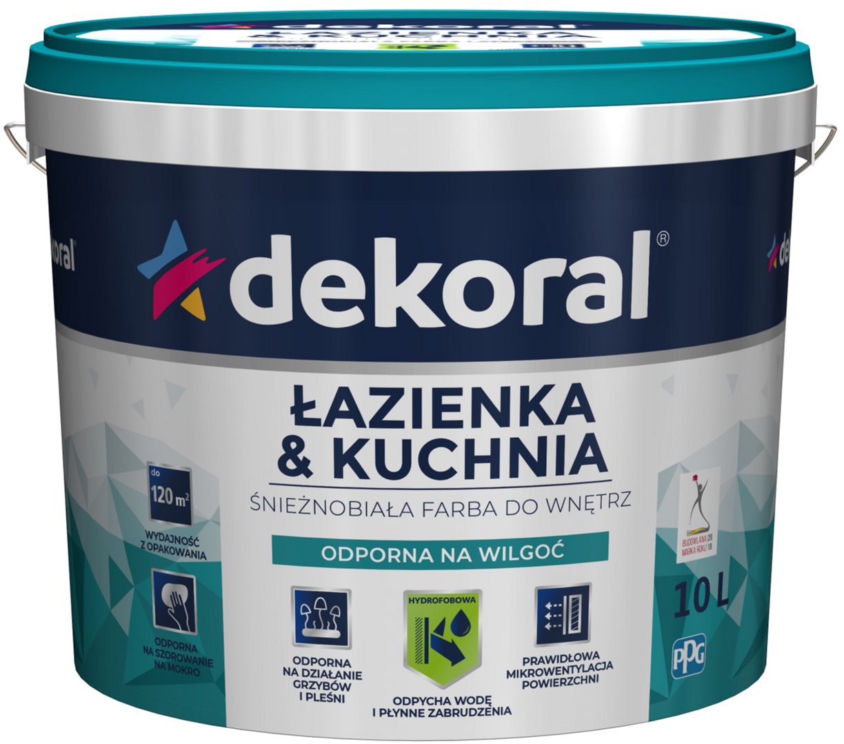 

Краска латексная влагостойкая для ванных комнат и кухонь Dekoral 10 л Снежно-белая (DL-212526)