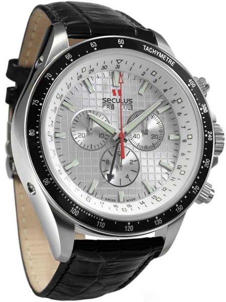 

Мужские наручные часы Seculus 9531.2.504 white, ss, black leather