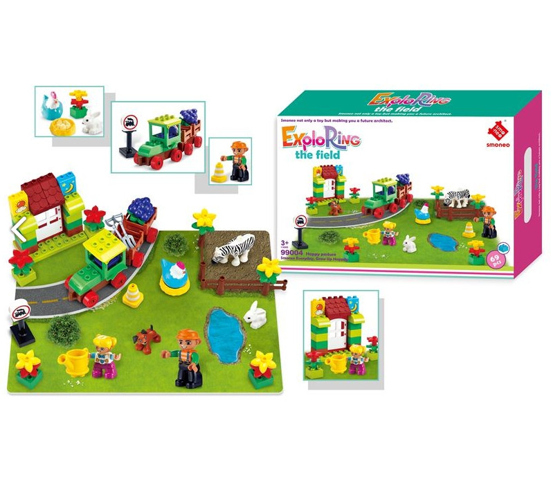 

Конструктор ферма Explo Ring трактор, фигурки, животные, 69 деталей (99004)