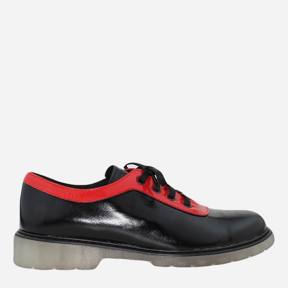 Акция на Жіночі туфлі зі шкіри Emilio REA-26 40 25 см Чорні з червоним от Rozetka