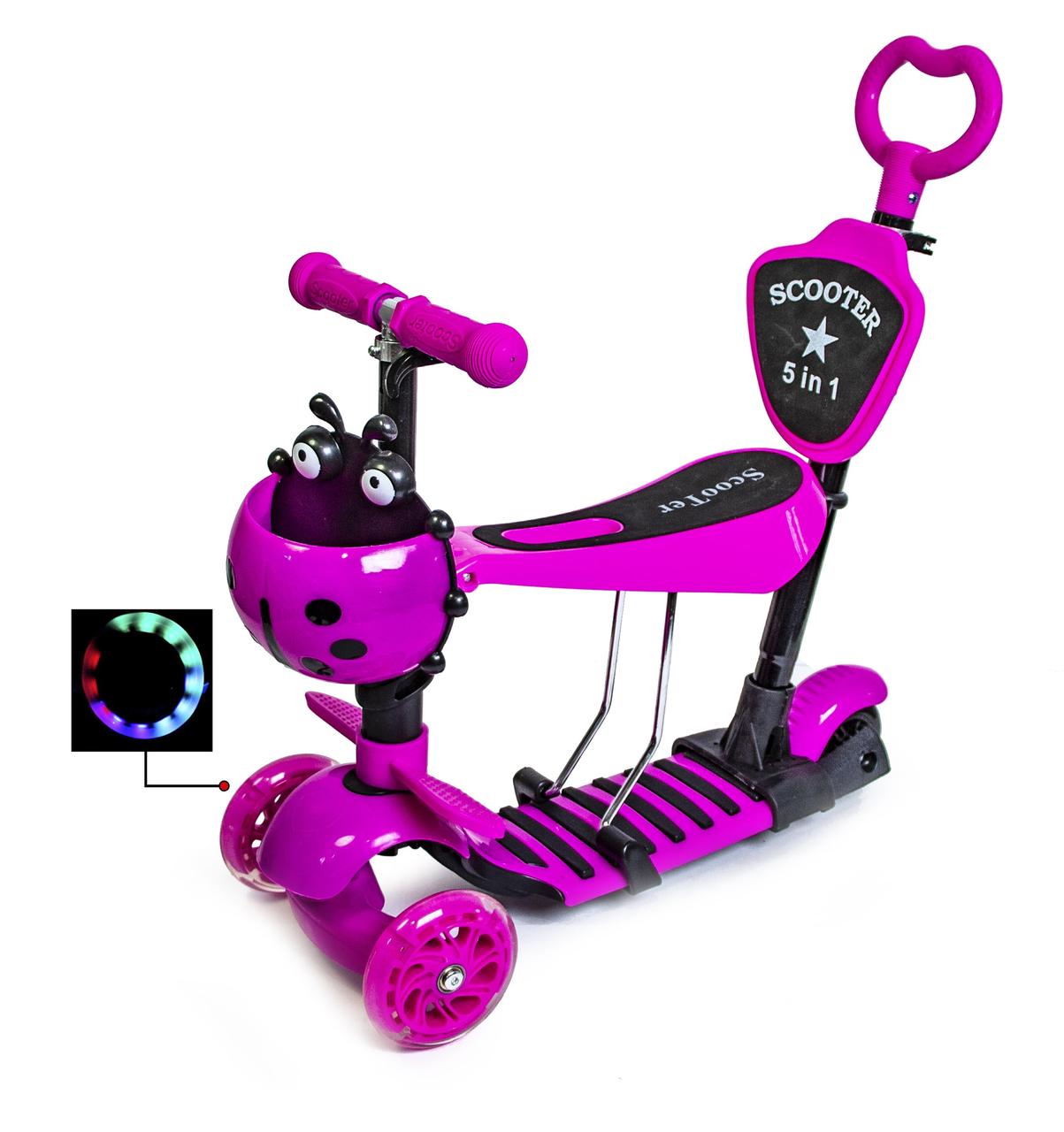 

Трехколесный самокат Scooter Божья коровка 5в1 Розовый