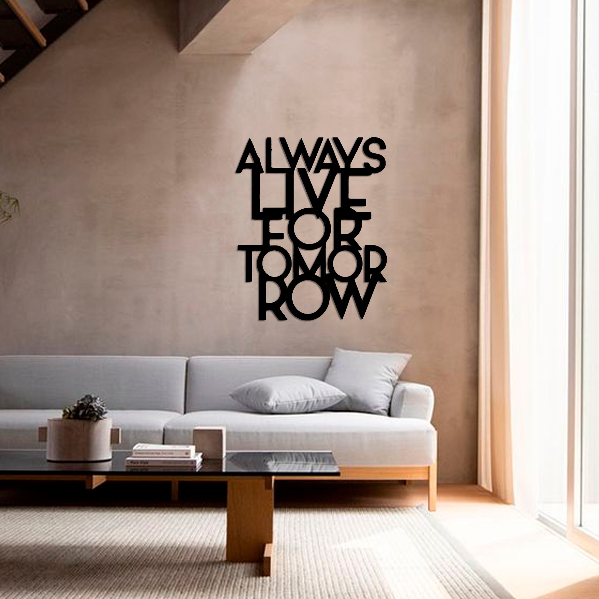

Картина с дерева на стену Always live for tomorrow 100 см 300078