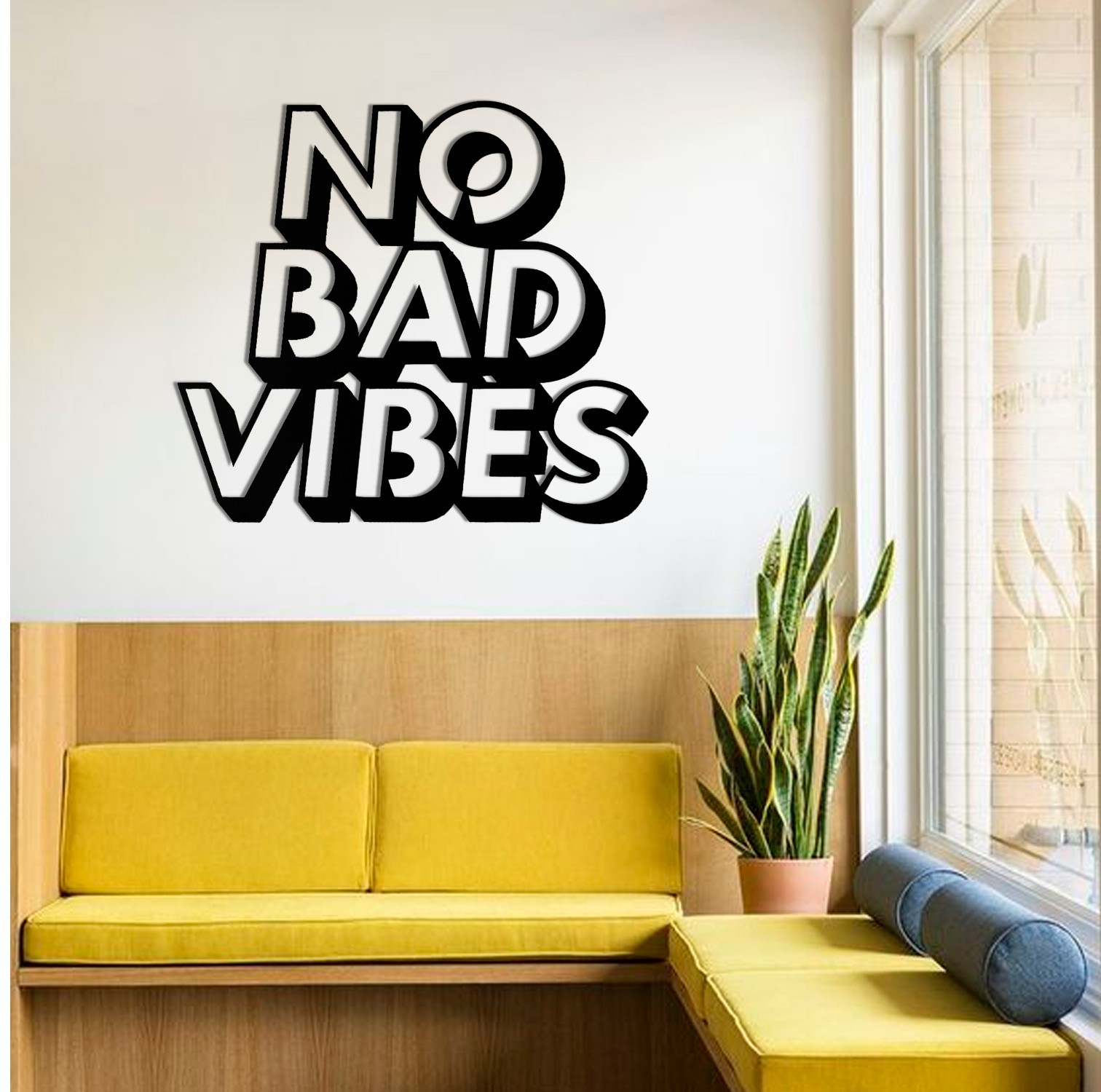 

Картина с дерева на стену No bad vibes 50 см 300101