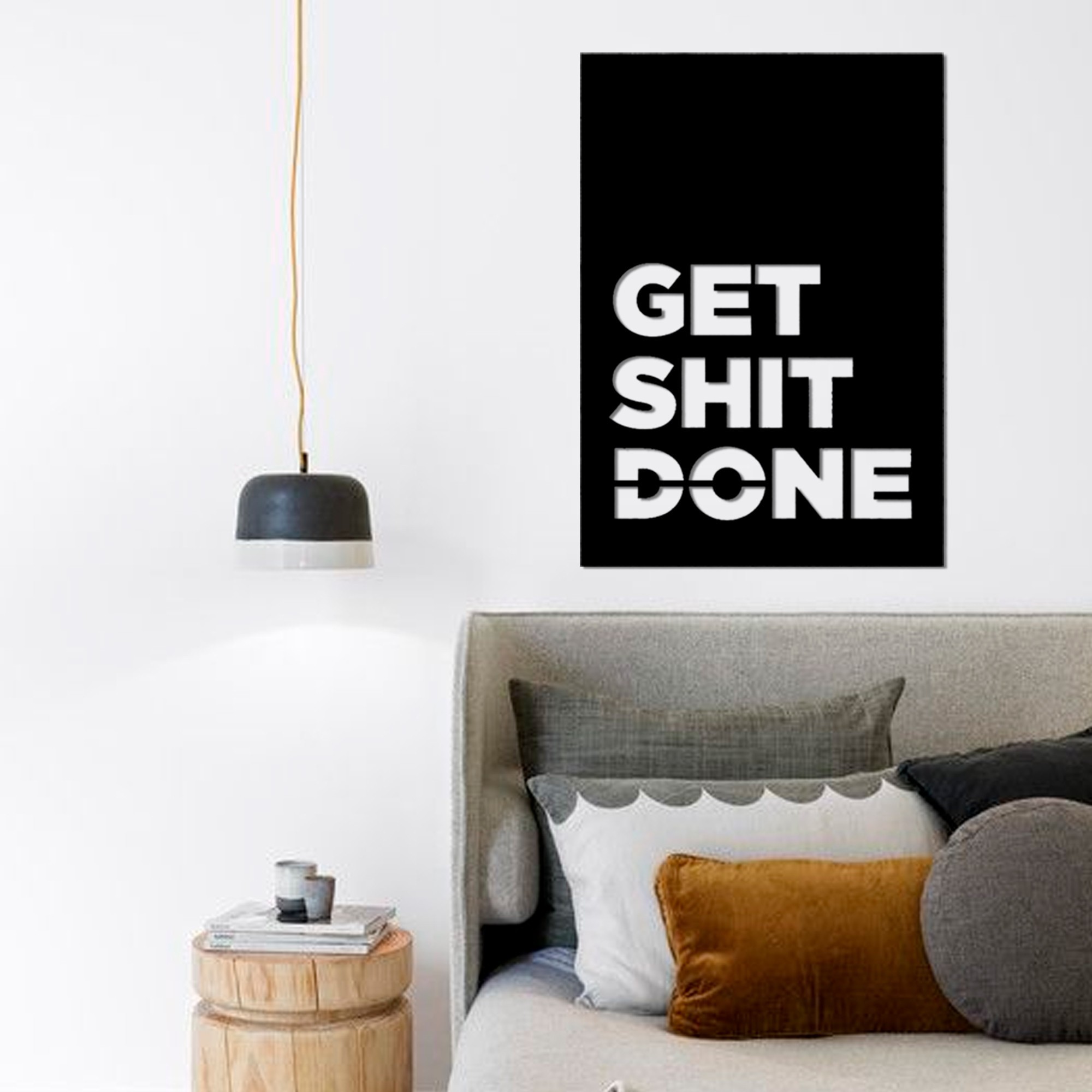 

Картина с дерева KoDi на стену Get shit done 50 см 300034