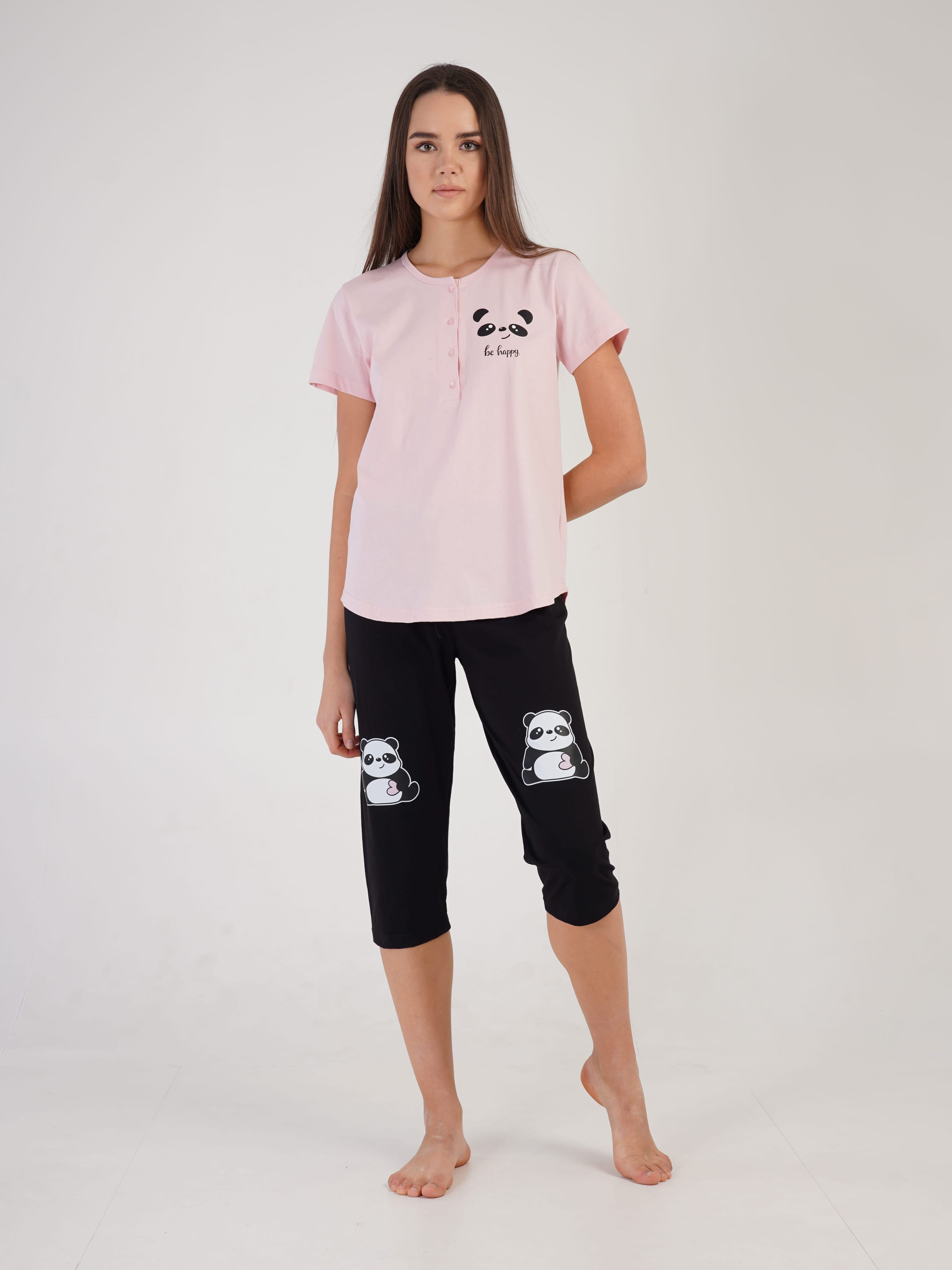 Акція на Піжама (футболка + бриджі) жіноча бавовняна Vienetta 211140-37 M Рожева від Rozetka