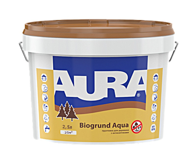 

Грунтовка антисептическая AURA BIOGRUND AQUA для древесины 2,5л