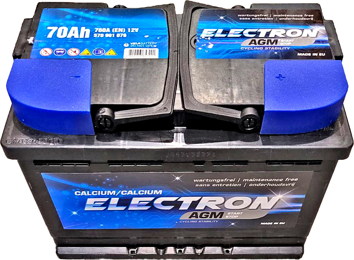 Автомобильный аккумулятор Electron AGM 70 Ач Ев (-/+) 760 EN 276 x 175 ...