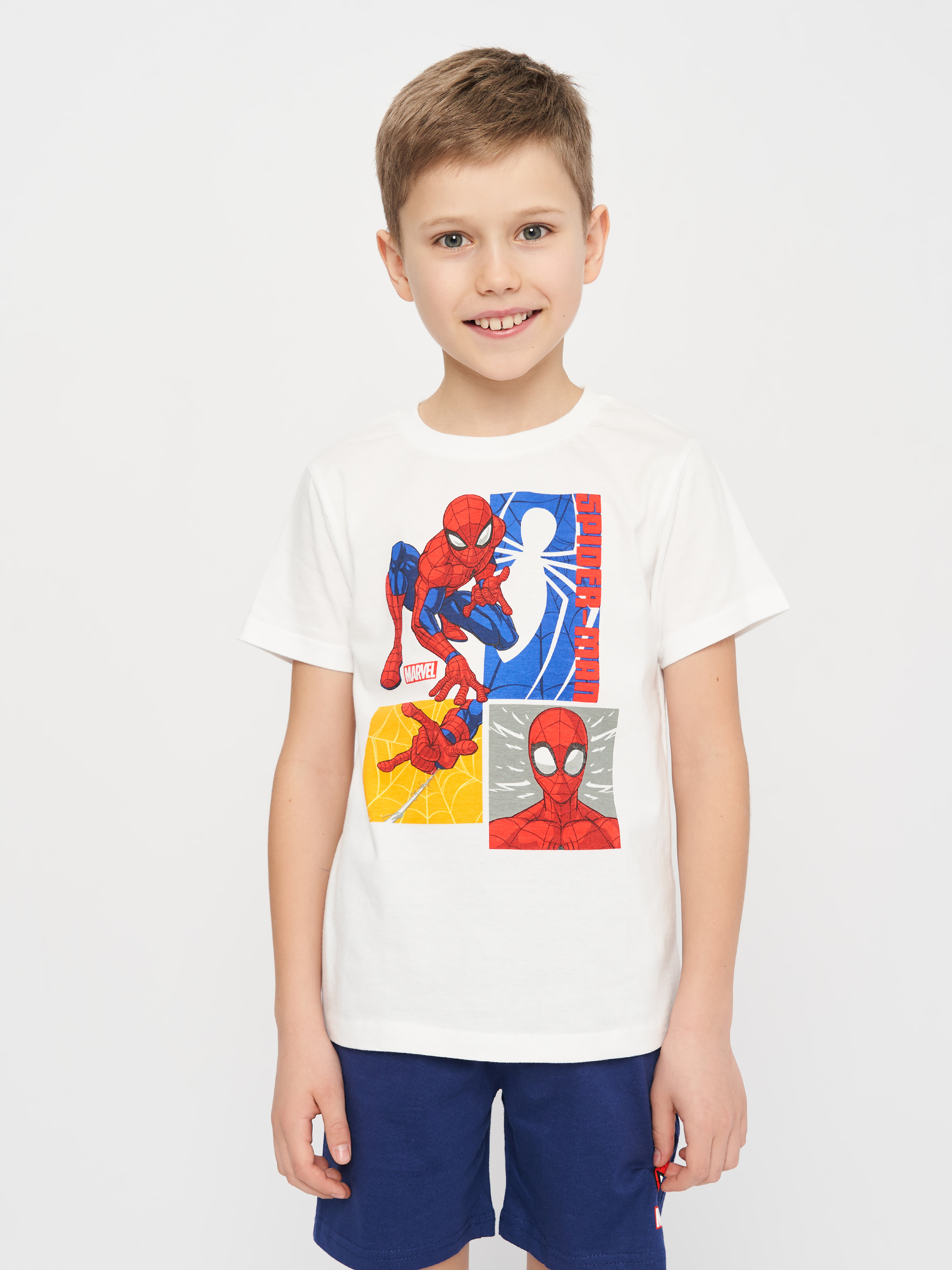 Акция на Комплект (футболка+шорти) дитячий Disney Spider-Man SP S 52 04 1260 104 см Білий/Синій от Rozetka