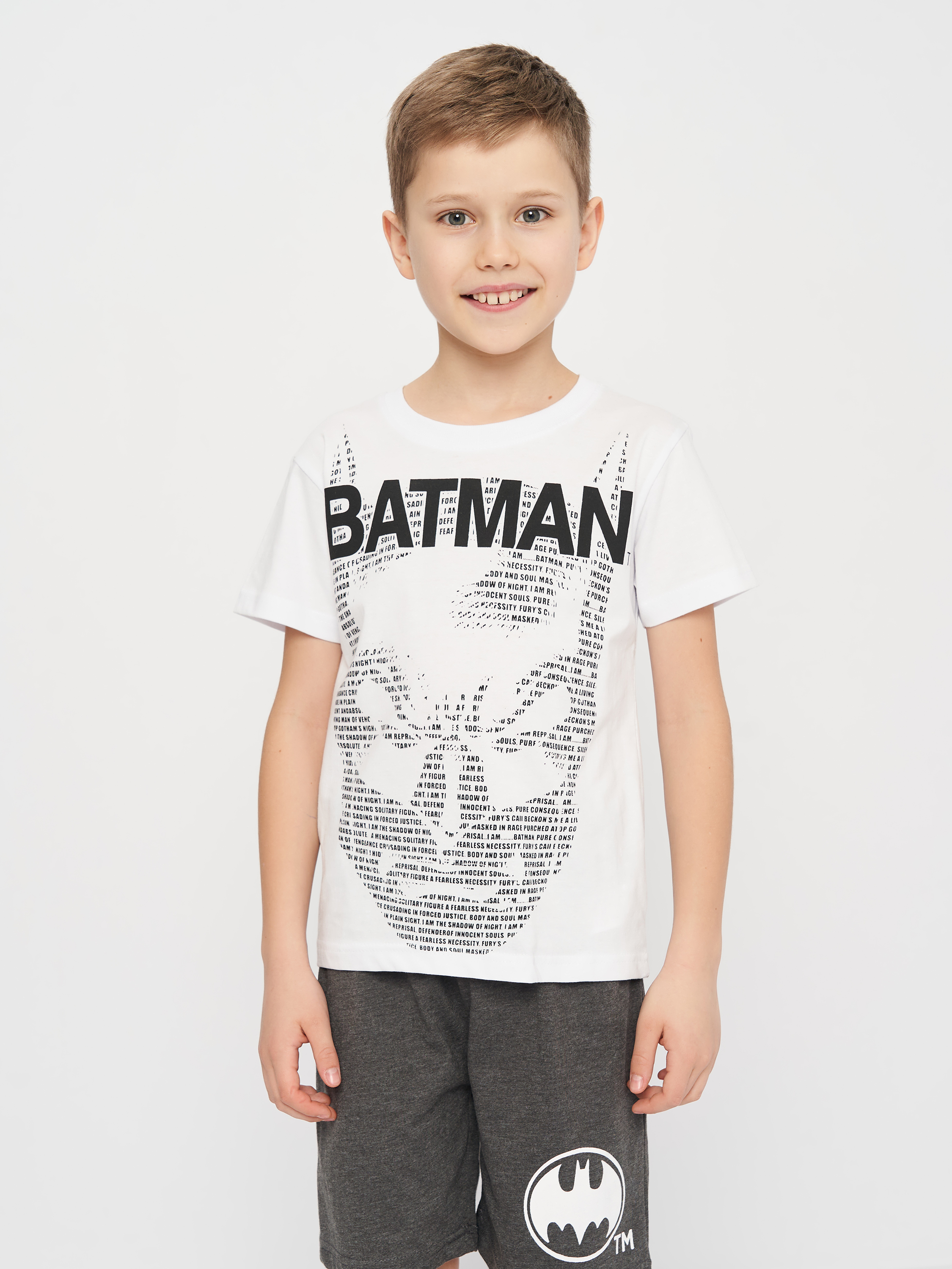 Акція на Піжама літня дитяча Disney Batman BAT 52 04 427 158 см Білий/Сірий від Rozetka
