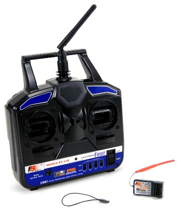 

Аппаратура управления 4-канальная FlySky FS-T4B 2.4GHz с приёмником R6B