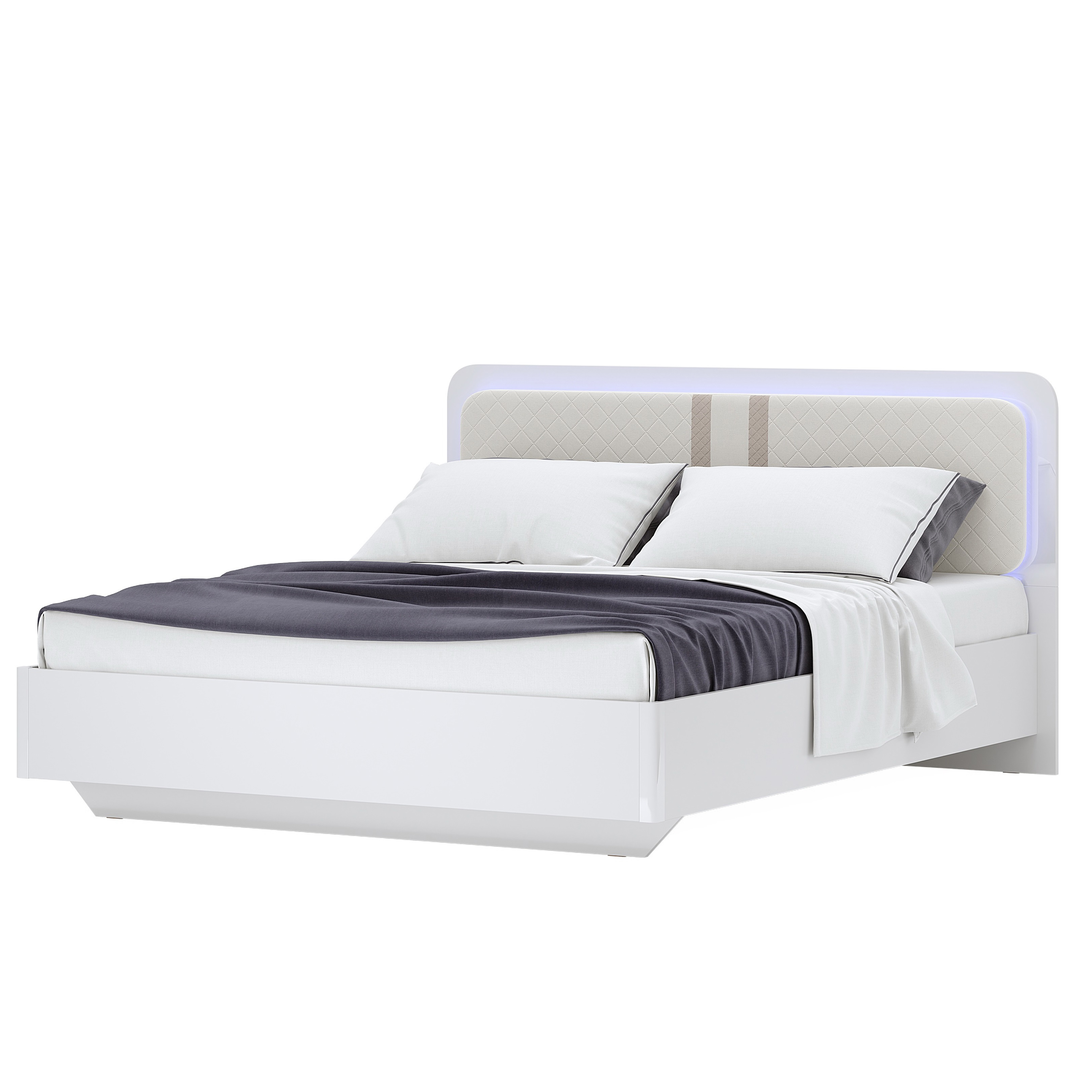 Кровать двуспальная Белладжио 180х200 см MiroMark BD-38-WB Белый глянец ...