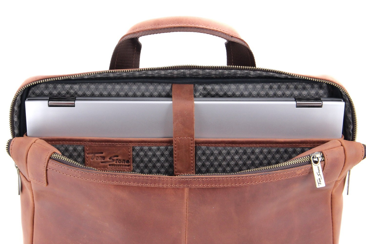 

Сумка мужская кожаная Tom Stone 704 R для ноутбука 15,6" рыжая+ кожаный картхолдер в подарок