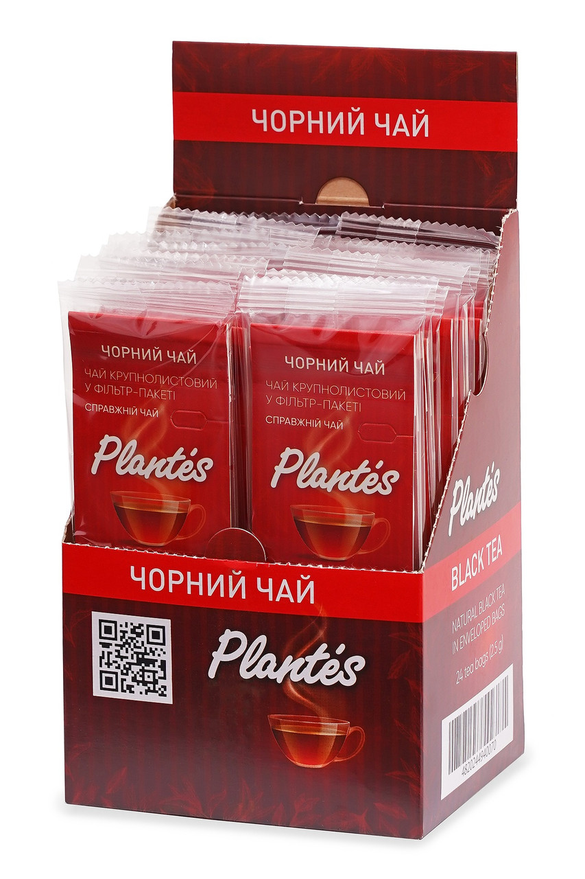 Чорний чай 24 фільтр-пакети. Натуральний чай Plantes. Індійський чай ОP ...