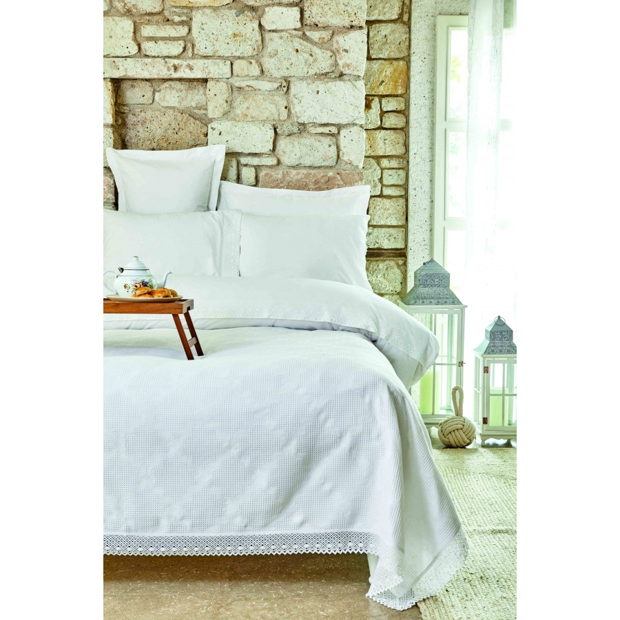 

Постельное белье Karaca Home - Olivia beyaz белый пике 250*240 евро