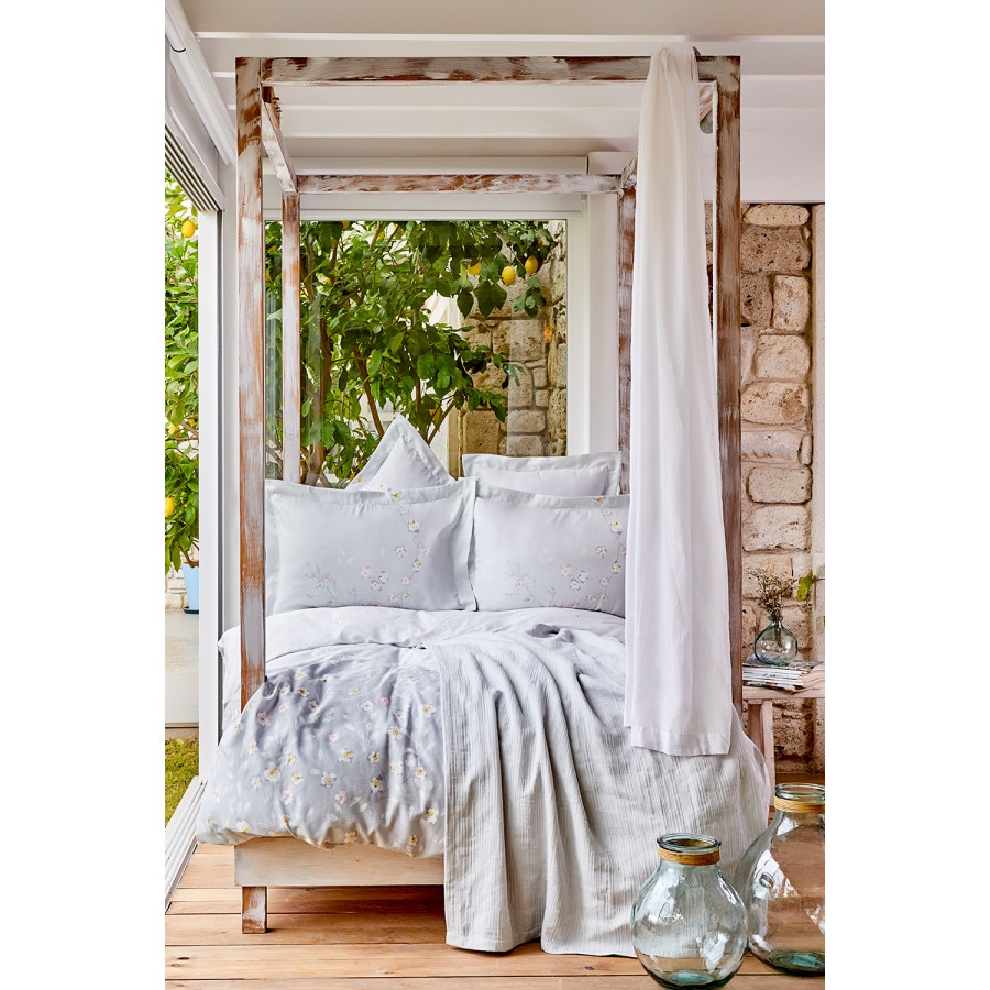 

Постельное белье Karaca Home - Nadia gri серый pike jacquard 220*230 евро