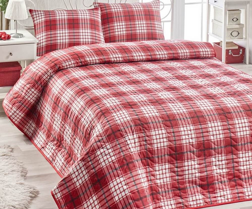 

Покрывало стеганое Eponj Home Burberry Kirmizi 160х220 с наволочкой 50х70