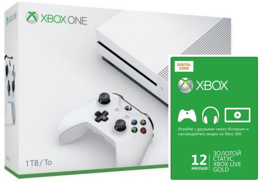 

Xbox ONE S 1TB + Microsoft Xbox Live Gold 12 мес EU/RU/USA