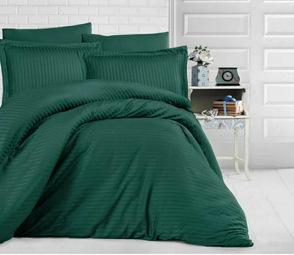 

Комплект постельного белья Clasy Stripe Изумрудный Двуспальный Евро Сатин 200х220 см, Турция