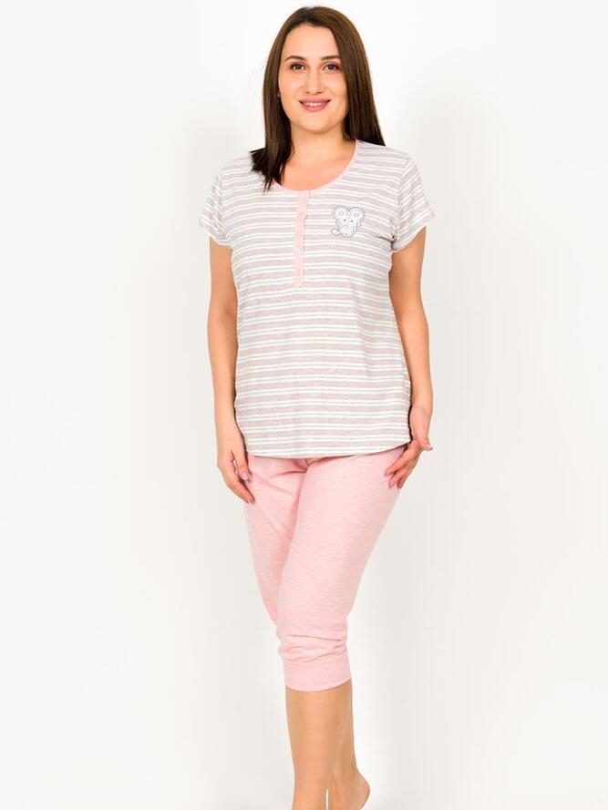 Акція на Піжама (футболка + шорти) жіноча великих розмірів Vienetta 188472 4XL Рожева від Rozetka
