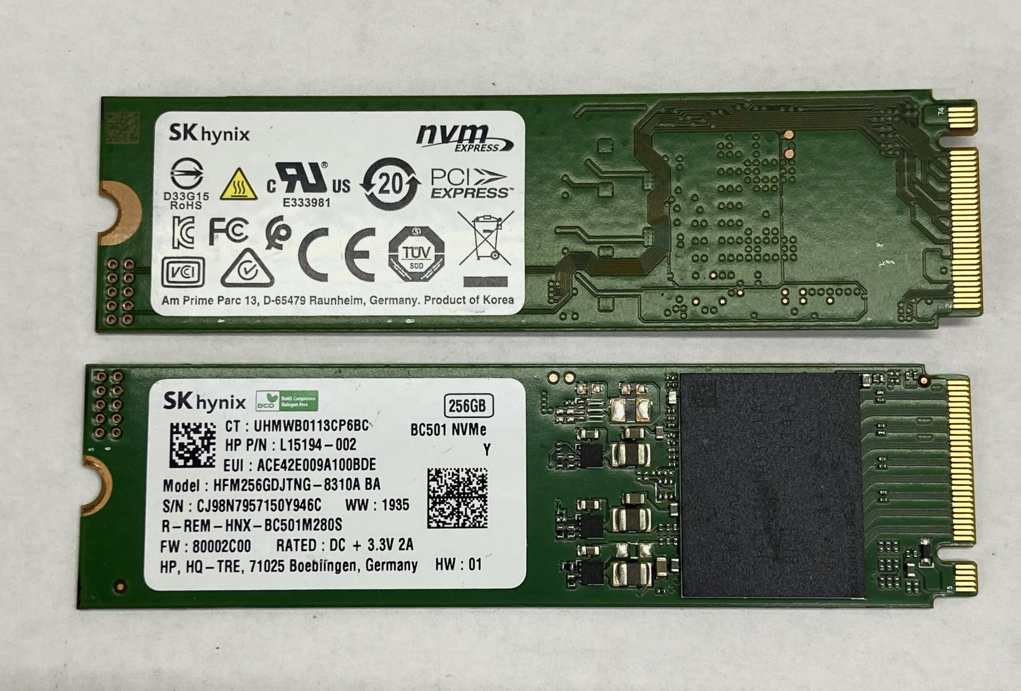 SSD SK Hynix BC501 256GB M.2 2280 NVMe (HFM256GDJTNG-8310A), Б/В