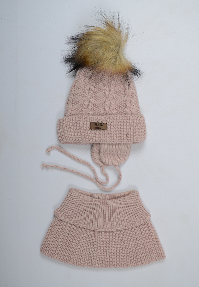 

Комплект шапочка шарф для девочки Mari-Knit 0843-01 р50 48см пудра 57119