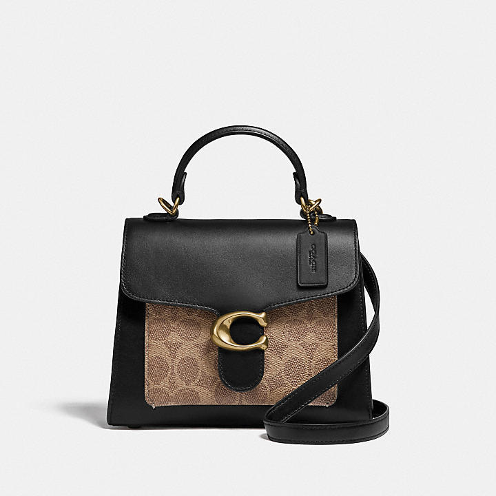 

Сумка-тоут Coach Tabby Top Handle 20 in Signature Canvas Tan Black