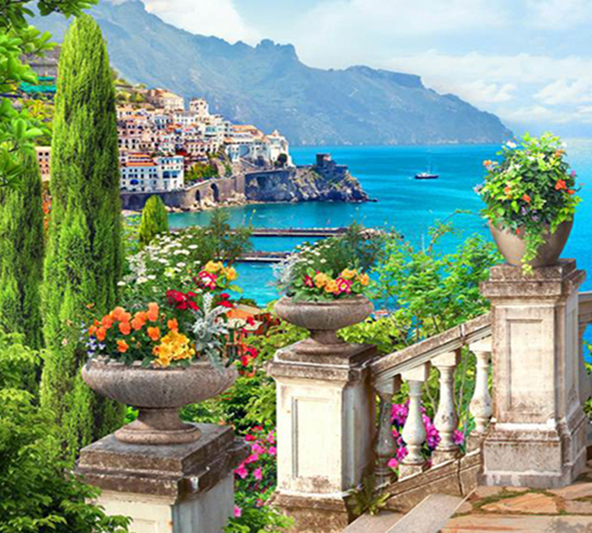 

Фотообои флизелиновые DeCors Терраса с видом на океан 300x270 см 3 сегмента (111024ф)