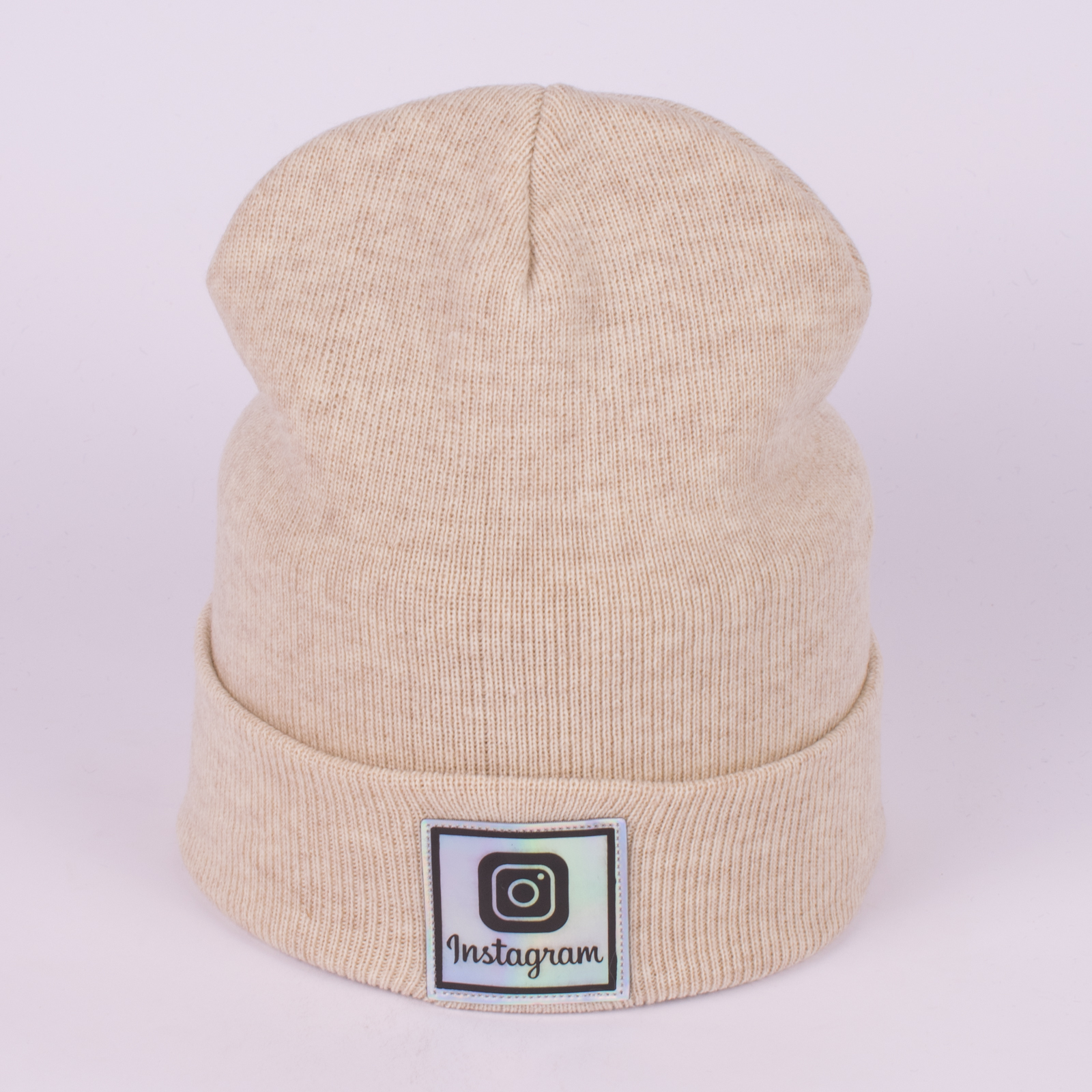 

Шапка унисекс с отворотом Instagram 03-1. Цвет: Бежевый