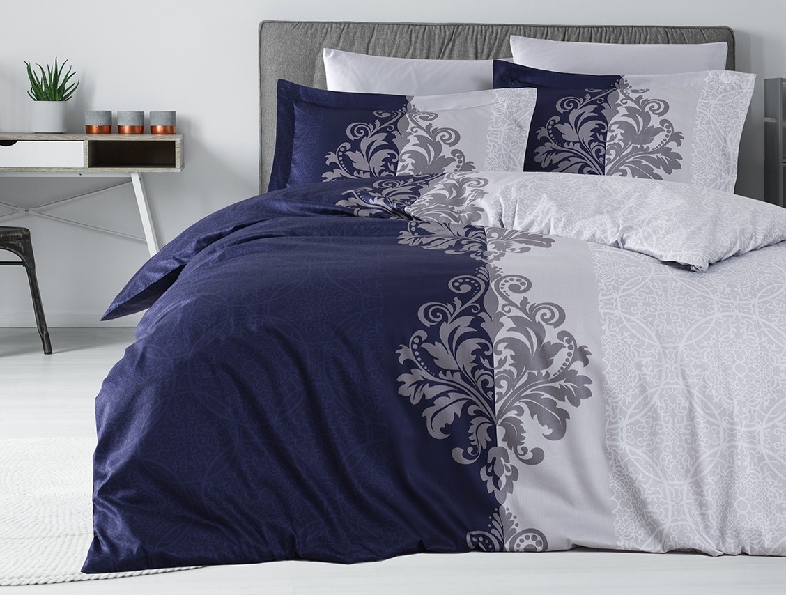

Комплект постельного белья евро First Choice Cotton Satin Hypnoz Lacivert 200х220 (FCS-0038)