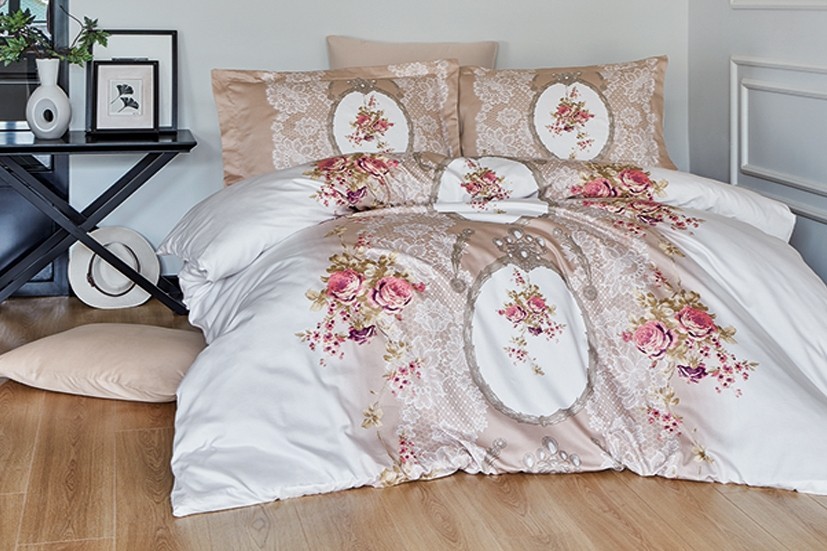 

Комплект постельного белья евро First Choice Cotton Satin Poema Vizon 200х220 (FCS-0062)